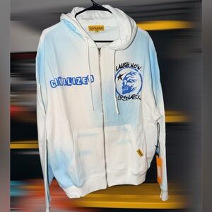 Civilized Deadstars Not So Funny Now Zip up Hoodie
Tie Dye Blue White Mens Sz S